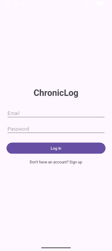 Login screen