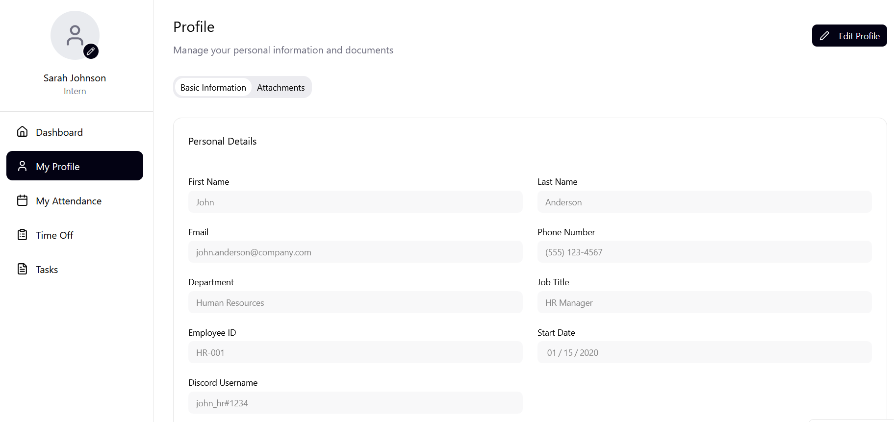 HRIS Application Preview